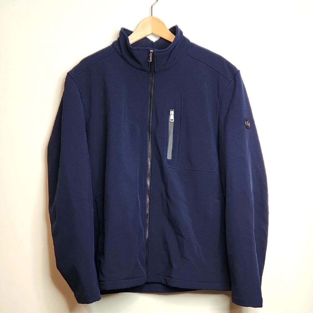 Calvin Klein Men's Waterproof Breathable Navy Blue Full-Zip Jacket With Pockets